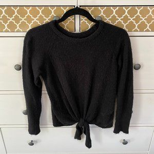 Olivaceous Black Sweater with tie front